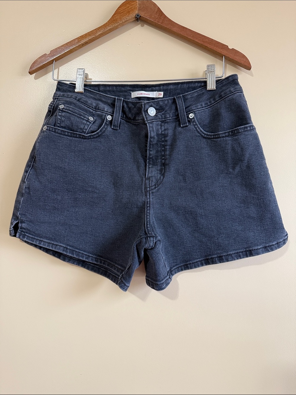 Levi's Washed Black Denim Shorts